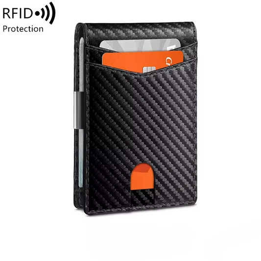 Black Carbon fiber Wallet Whit Card Holder RFID